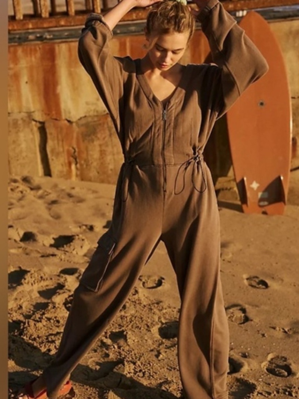 Free People Movement See You Again Jumpsuit in Wild Mustang Sz M/L